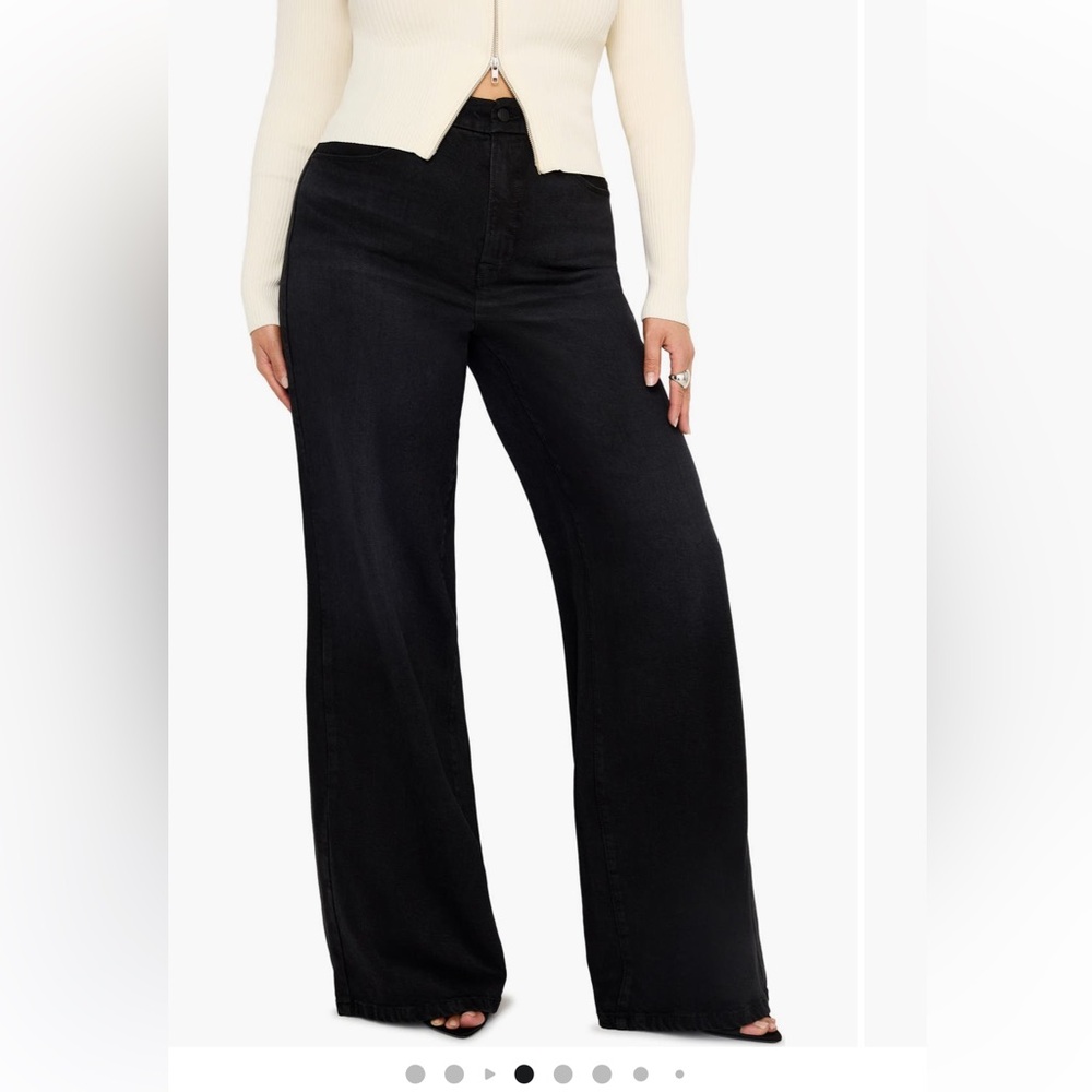 Good American Soft tech good waist Black Wide-Leg High-Waist Palazzo jeans - Picture 9 of 14